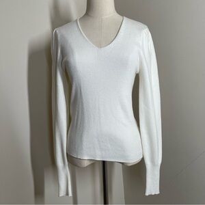 NEW! A New Day Women’s White Sift Ribbed-SZ S -Stretchy Long Sleeve Knit Sweater